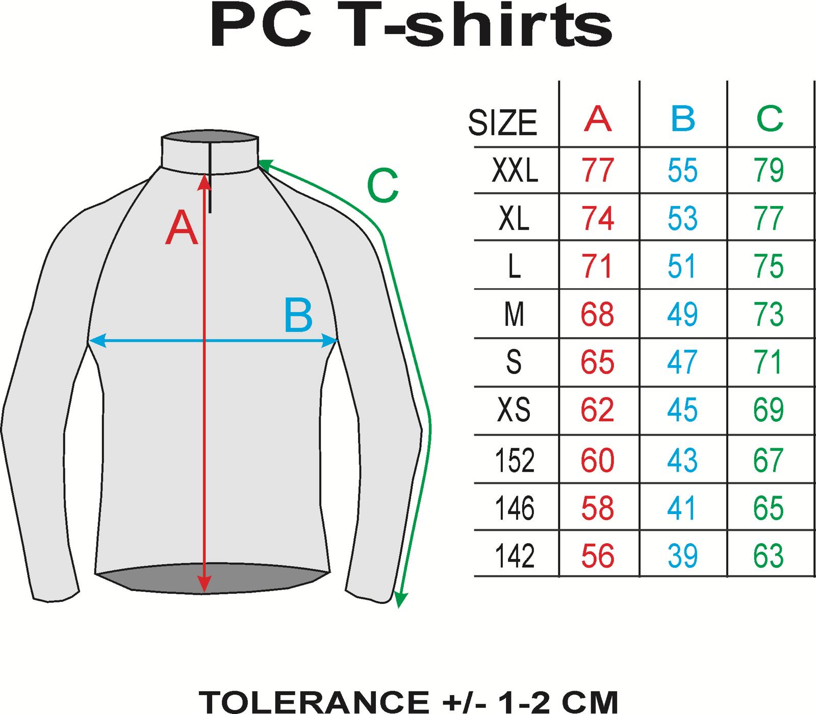 Riding Skins Size Chart
