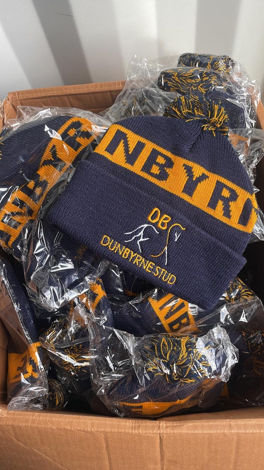 Dunbyrne Equestrian Yellow and Navy Bobble Hat