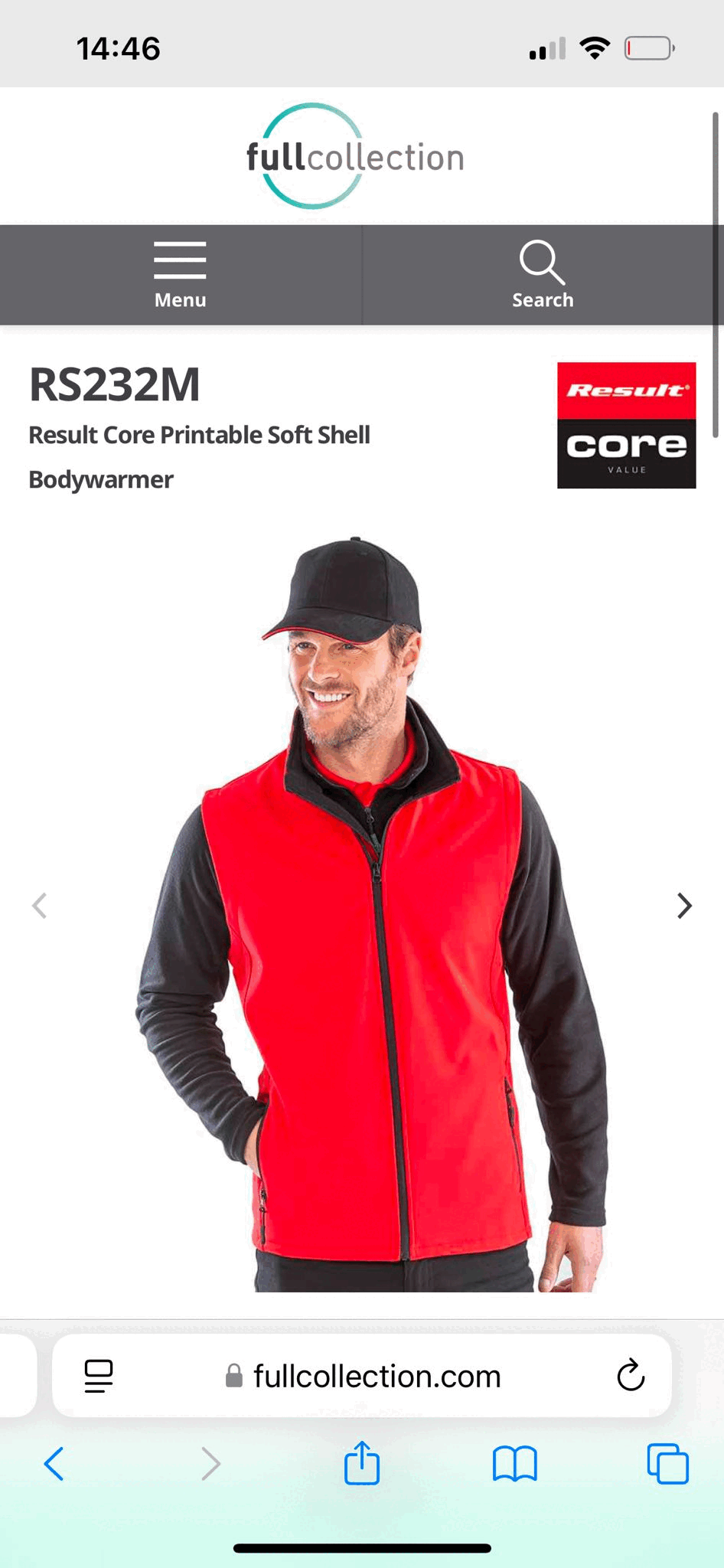 result core softshell body warmer