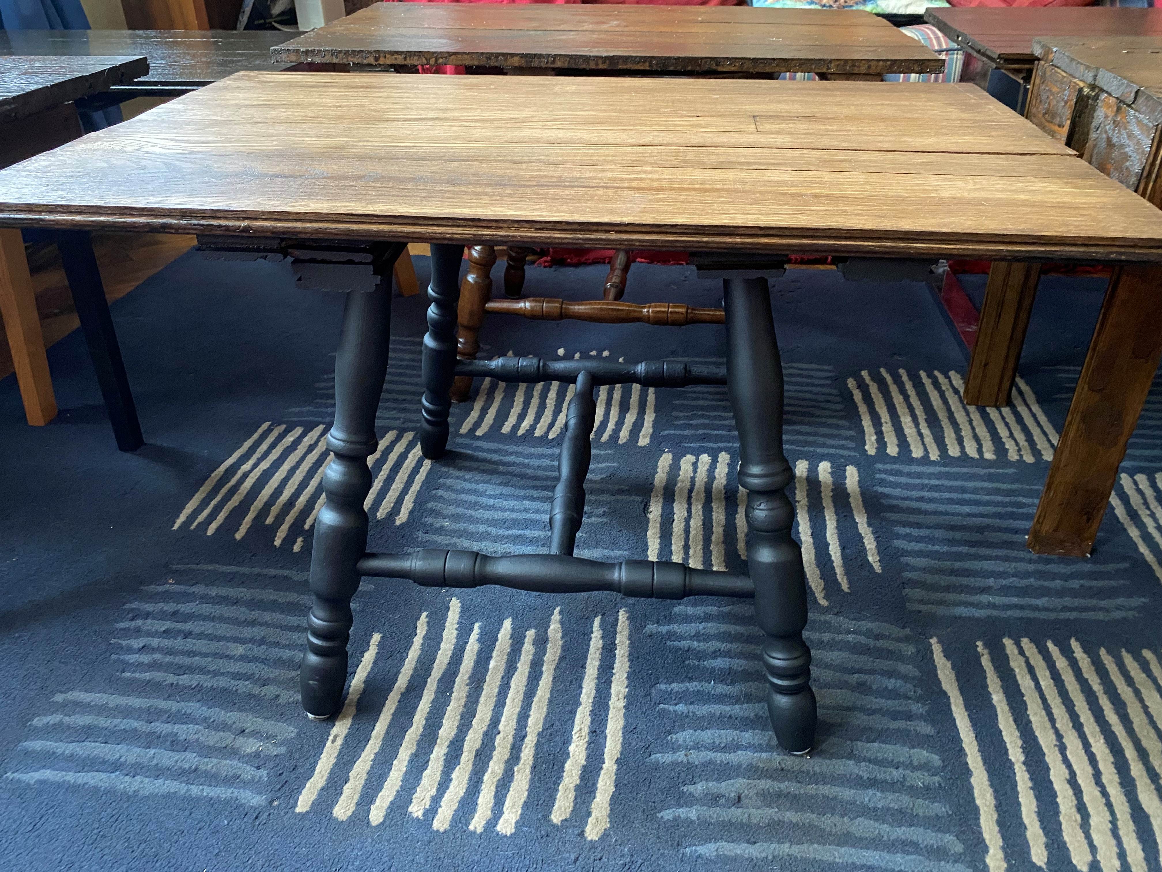 Teak table black legs